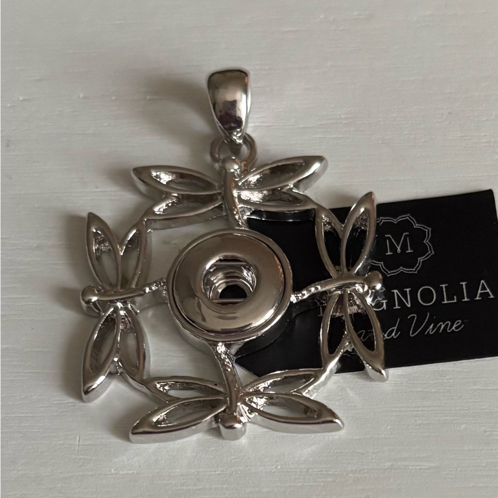 Magnolia Vine 12mm DragonflySilver Snap Necklace Pendant 15$